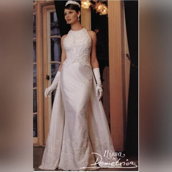Demetrios Ilissa Vintage Wedding Dress/Gown(Carolyn Bessette-Kennedy Inspired) - Picture 2 of 10